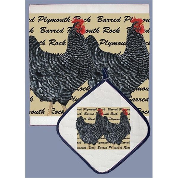 Bakebetter Chicken Barred Plymouth Rock Dish Towel And Pot Holder Set BA2633881
